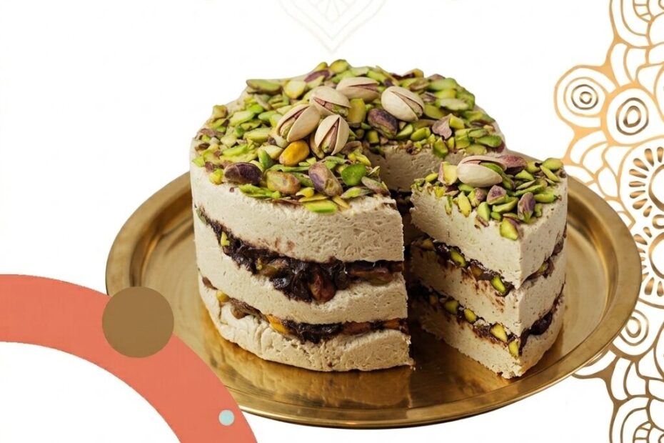 Chałwowy tort z pistacjami